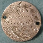 Fancy 1882 Seated Liberty Silver Dime Love Token Engraved Friend - Flowers  630