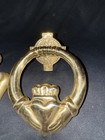 Lot Of  2  Vintage Solid Brass Large Irish  celtic Claddagh  ring Door Knockers