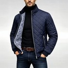 Men s Diamond Plaid Quilted Cotton Jacket Casual Padded Warm Winter Outerwear Wi