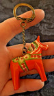 Vintage Swedish Red Dala Horse Keychain Wooden Folk Art Scandinavia