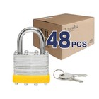  Lock Laminated Keyed Padlock  1-9 16   40mm   Keyed Alike 48 Pack Yellow