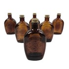 Vtg Bicentennial Log Cabin Syrup Bottles Full Set Amber Glass 1776 Lot Of 6