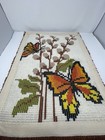 Butterfly Latch Hook Rug Wall Hanging 1970s Vintage Plush Boho Hippie Yarn Art