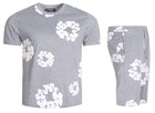 Men s Casual  2-piece Designer Puff Printed Lightweight Soft  Short Set