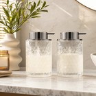 2 Pack Glass Foaming Soap Dispenser  Diamond Embossed Bathroom Foam Pump Bottle
