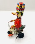 Vintage Blic Tin Wind-up Toy Duck On Bike In Original Box - Works If Push It