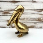 Vintage Solid Brass Pelican Figurine Nautical Beach Home Decor