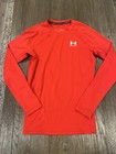Mens Under Armour Red Long Sleeve Spandex Compression Shirt Medium New