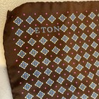 Eton Brown Blue Pocket Square 100  Silk Handkerchief Made In Italy Handkerchief