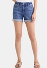 Womens Time   Tru Mid Rise Cuffed Blue Denim Shorts 4  Inseam New Size 10
