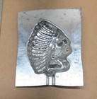 Vintage Tin Candy Chocolate Mold Native American Chief Head Indian Lorann Sucker