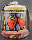 Ceramic Jam Jelly Jar With Lid   Spoon     Fruit Motif- 4 x2 75 