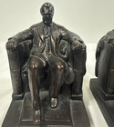 Abraham Lincoln Bookends Seated Leaning On Book Vintage Collectible