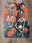 Vintage Mid Century Halloween Diecut Two Sided Dancing Skeletons Graveyard 15 