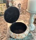 Vtg Camel Bone W  Brass Hinges Trinket Box  Hand Made In India   6  Diameter 