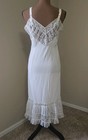 Vintage 50s Full Slip Dress Pleated Chiffon Lace Bridal White Twirl Sz 38 Sheer