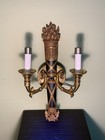 Neoclassical Cast Brass Torch Wall Sconce Light French Empire Style Vintage 17 