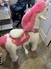 Ponycycle Unicorn Ride-on Toy White Pink Mane Plush 4 Wheels Ages 4-7
