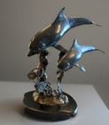 Spi Bronze Dolphins Sculpture 22    Tall Excellent Vintage Sculpture 