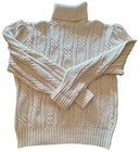 Herman Geist  l  Ivory Fisherman Turtleneck Sweater 100  Cotton Usa Made Vtg 70s