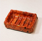 Vintage 1987 Studio Pottery Soap Dish Signed Lucy Rustic Basket Style 5    Artisan
