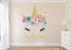 Personalized Unicorn Name Wall Decal Floral Nursery Peel Stick Vinyl Decor M-103
