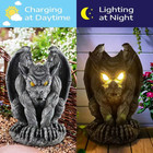 Large Winged Gargoyle Statue With Solar Lights Outdoor Decor Sitting Gargoyle Mo
