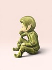 Vintage Gilner 1950 Green Pixie Elf Imp Sitting Hand On Cheek