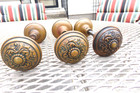 6 Antique Brass Victorian Door Knobs
