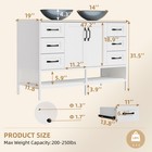 48-inch Large Bathroom Vanity With Tempered Glass Double Sink Open Shelves White
