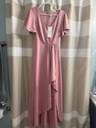 Ever-pretty Long Bridesmaid Dress With Split V-neck Short Sleeves Elegant