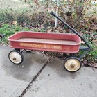 Rare Vintage Antique Western Flyer Champ Red Metal Pull Wagon 1950 s Original