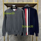 Thom Browne Sweater Gray Mens Crew Neck