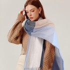 Womens Winter Scarf Plaid Blanket Scarf Cozy Pashmina Shawl Soft Cashmere Feel