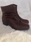 Cliffs Women   s Brown Faux Suede Slouch Ankle Boots Size 10 M Side Zip Nwt