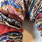 Vintage Handmade Fabric Yo Yo Quilt Garland Primitive Country Scrap Decor 11   