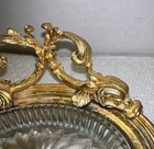 Vtg Ormolu Vanity Gold-plated Filigree Oval Glass Soap Dish Footed Fish Matson 