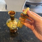 Yellow Amber - Hand Painted  Copper  Intricate - Wine Decanter