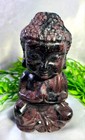 X Large 5 9   1 245g Garnet Arfvedsonite Buddha Detailed Crystal Carving Statue