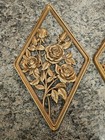 Lot Of 3 Syroco Vintage Wall Decor Mid Century Gold Tone Diamond Shape Ornate