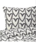 New Ikea Lyktfibbla Duvet Cover W  Pillowcase White Gray Hearts Twin Bedding Set
