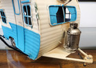 1960s Travel Camping Trailer Metal Model 9  Camper W  Piggy Bank   Photo Frame