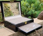 20 Slot 2 Layer Wood Pen Storage Display Case Black - New 