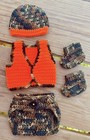 Crochet Newborn Baby Camo Hunter Hat  Diaper Cover  Vest  Booties Photo Prop Set