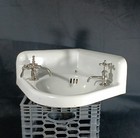 Antique Cast Iron Porcelain Enamel Standard Corner Sink