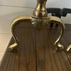 Vintage Solid Brass Fireplace Andirons Regency Hollywood Style Pair - Set Of 2