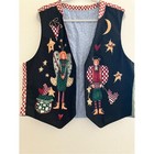 Vintage Handmade Reversible Angel Christmas Vest Women s 2x Holiday Folk Art