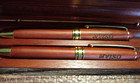 Nyiso Ballpoint Pen   Pencil Set In Rosewood   Brass Accents-wooden Case