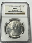 1966 Bahamas Silver Dollar Ngc Ms63 Ngc Pop 6 Only 20 Higher 406k Total Mintage