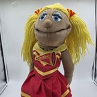 Melissa   Doug Cheerleader Girl Hand Puppet Plush Medium Red Yellow Dress Toy